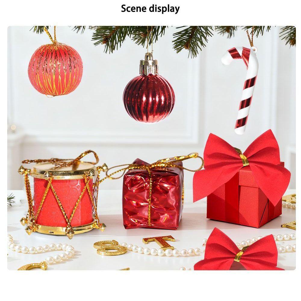 New Plastic Christmas Tree Balls Bow Drum Christmas Tree Pendant DIY Hanging Xmas Baubles Scene