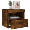 Nightstand with LED Lights Smoked Oak Finish 50 x 40 x 45 cm