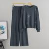 Fashion Autumn New Temperament Hot Diamond Loose Sweater Wide-leg Pants Knitted Two-piece Set for Women