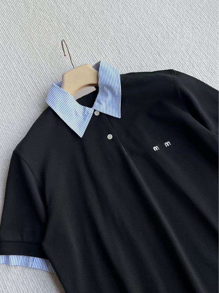 Nanyou Damen College-Stil Farbblock-Polo mit Kragen, kurzärmliges Oberteil - Neu Frühling M Marke Vielseitiges Design