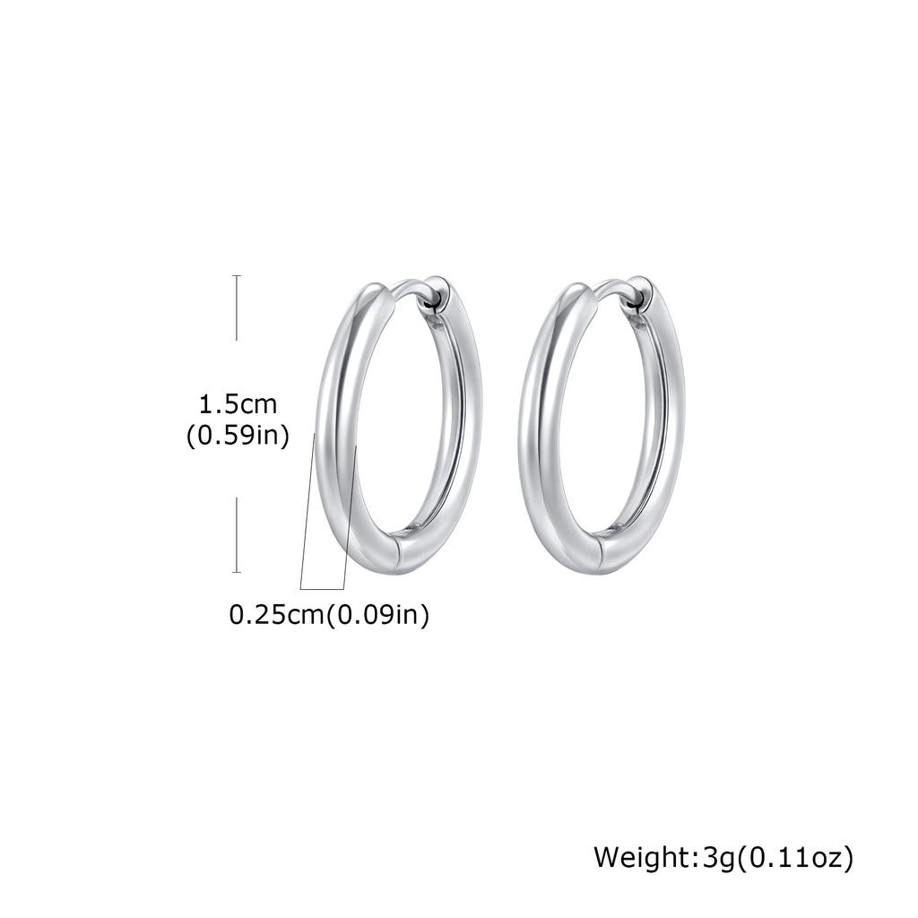 Wind stainless steel geometric large plain ring earrings plated with 18k gold simple earrings women's multi-specification 2mm, 4mm