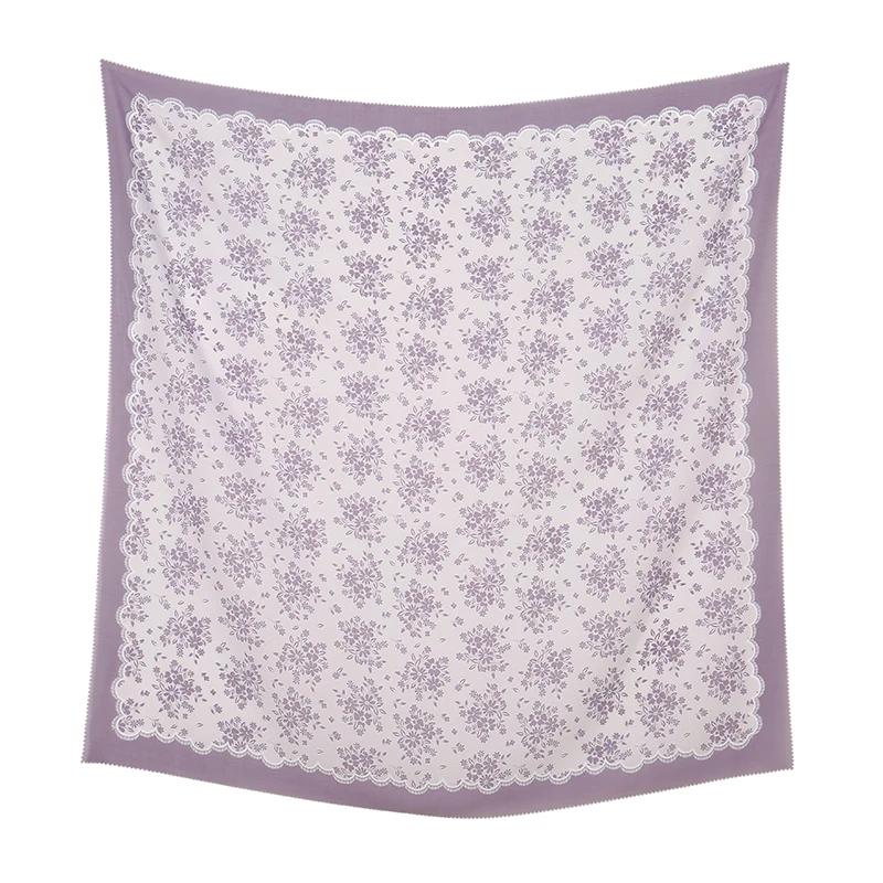110*110cm Neuer Baumwoll-Leinen-Quadratischer Schal Damen Kopftuch Blumenmuster Halstuch Schals Kopftuch Bandanas Haargummi Stirnbänder