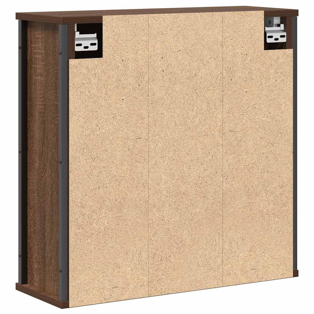 Bathroom Wall Cabinet with Mirror Brown Oak Effect 60 x 21 x 60 cm