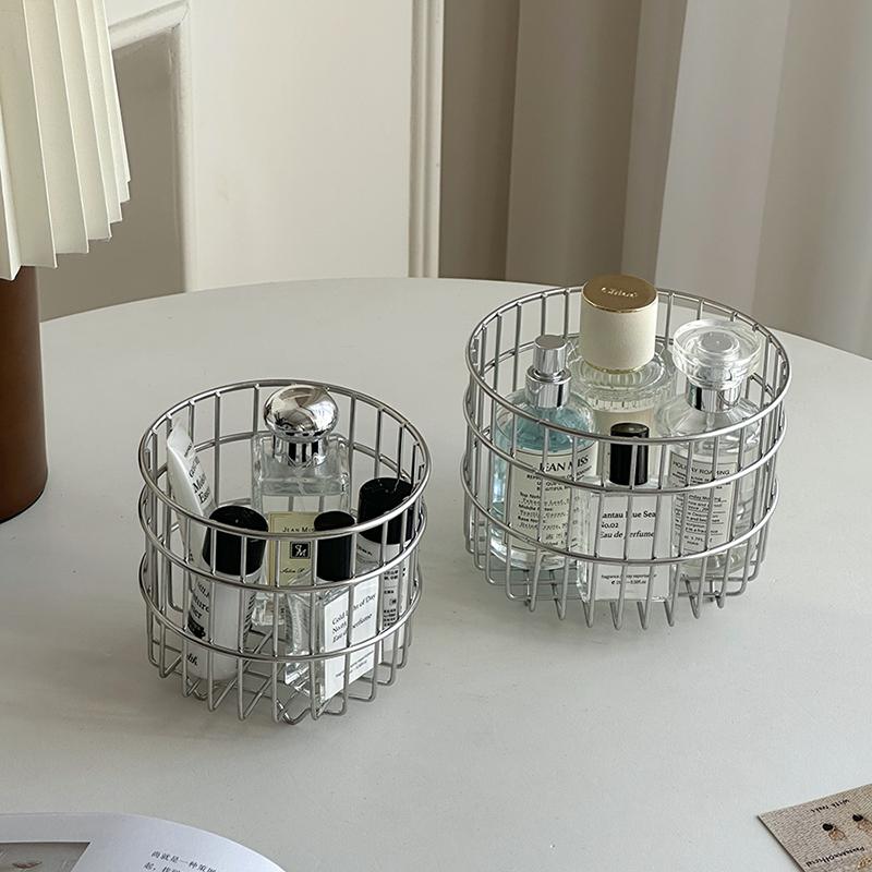 Iron Cosmetic Organizer Makeup Storage Box Luxury Desktop Small Sundries Storage Bucket Office Workstation Pen Holder Organizer