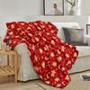Gingerbread Tree Pattern Flannel Blanket Machine Washable Modern Red Blanket All Seasons Digital Printed Polyester Home Decor