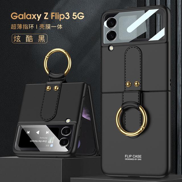 

Для Samsung Galaxy Z Flip 3 5g чехол оригинальный внешний экран стеклянный чехол ультратонкий ремешок с кольцом жесткий чехол для Samsung Z Flip3 5g Galaxy Z Flip 3 5G