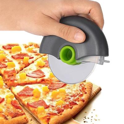 Stainless Steel Pizza Cutter Round Wheels Cutting Knife Kitchen Gadgets with Lid Pizza Rocker Slicer Cutter Pastry Baking Tools