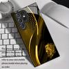 Black Gold Lion Pattern Glass Phone Case Suitable for Samsung Galaxy S26 S25 S24 S22 S21 S20 FE/Ultra/Plus Anti Drop Back Cover