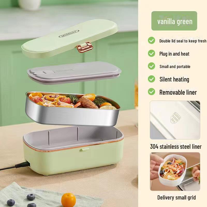 Mini Insulated Heated Lunch Box for Office - Portable, Plug-In, No Water Needed