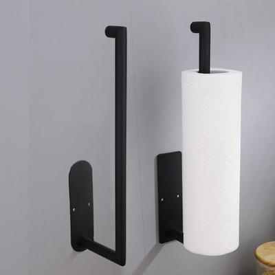 Küchenpapierhalter Schwarz 304 Edelstahl Wandmontage Selbstklebendes Toilettenpapier Handtuchrollenregal Langes Taschentuchhalter Hakenregal