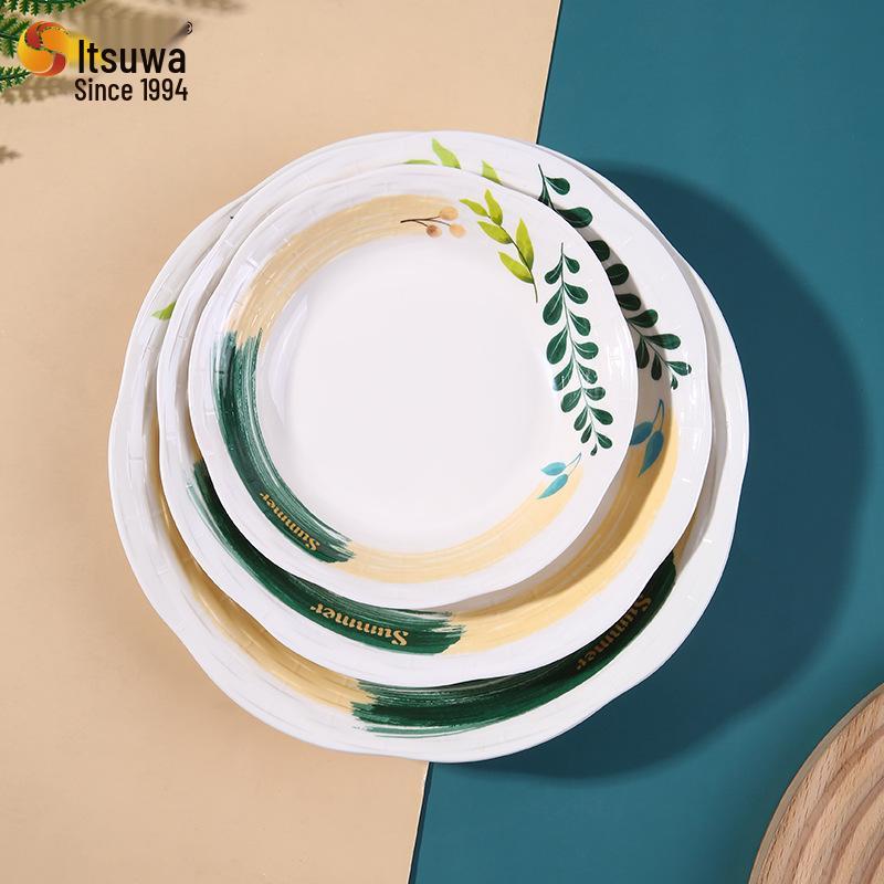 Wuhua A5 Eukalyptus Melamin Geschirr: Langlebige, leicht zu reinigende Schüsseln & Teller in Lebensmittelqualität, ideal für den Hausgebrauch.