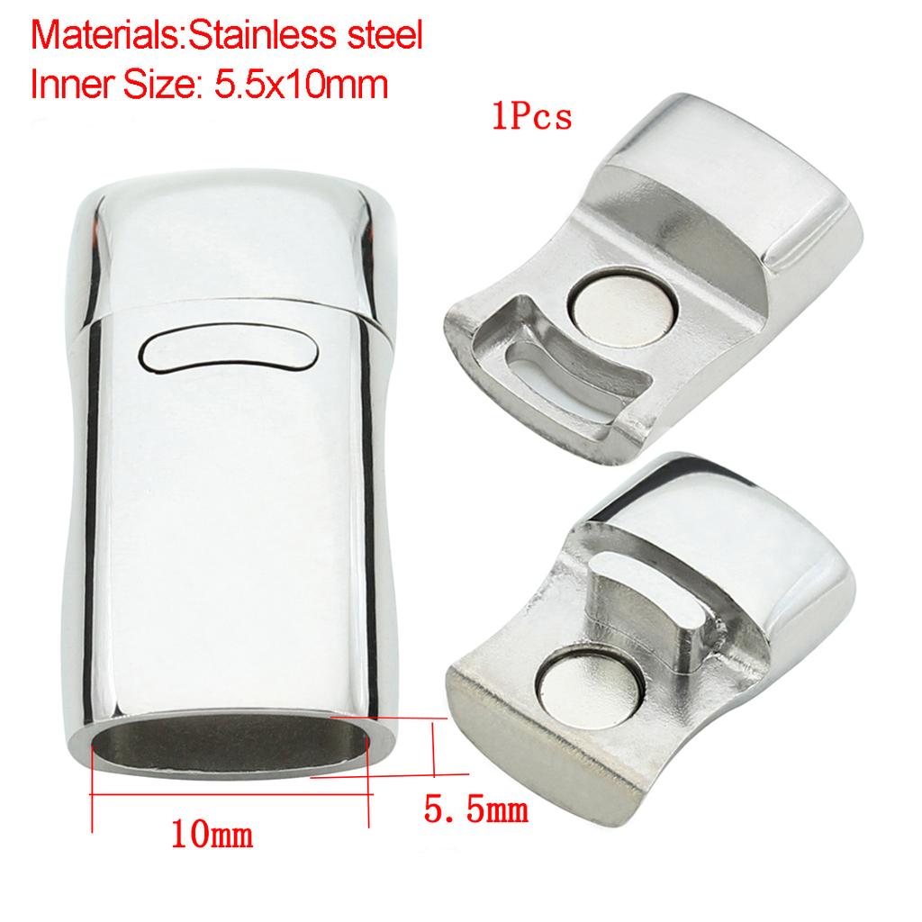 Jewelry Findings Leather Bracelet Clasp DIY Magnet Hook Rhodium Magnetic Clasp Flat Hole 15*3mm