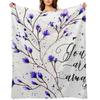 Purple Flowers Watercolor Painting Throw Blanket Summer For Sofa Thin Blankets For Bed Blankets Sofas Of Decoration Blankets