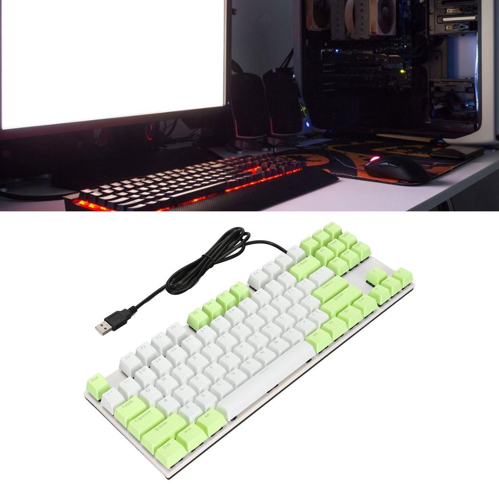 Mechanical Keyboard 87 Keys Blue Ergonomic Multicolor Backlight Design Gaming Keyboard for Typists