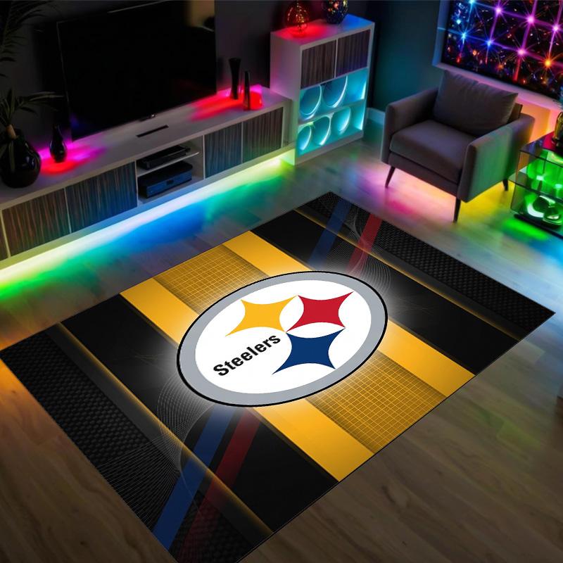Pittsburgh Steelers Design Crystal Velvet Carpet Cozy Non?Slip Printed Rug For Bedroom Living Room Entrance