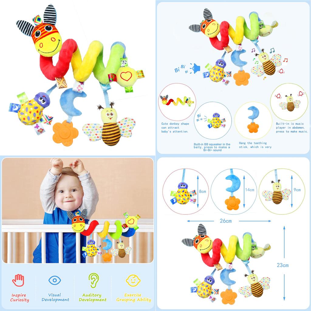 Donkey Plush Baby Toy With Rattle And Sensory Features For Newborns