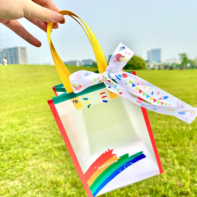 Kindergarten Party Favor Gift Bag with Transparent Handle for Back-to-School and Birthday.