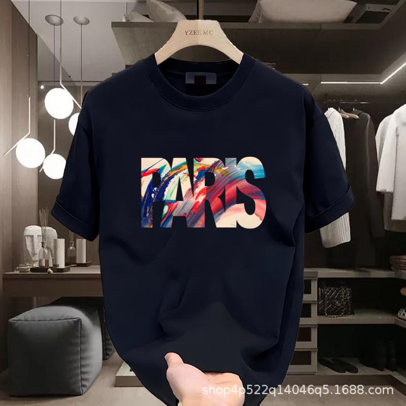Europäische Station Hohe Sinn Nische Rundhals Leichter Luxus Herren T-Shirt Kurzarm Baumwolle Mode Trend Marke Bedrucktes Grünes T-Shirt Trend