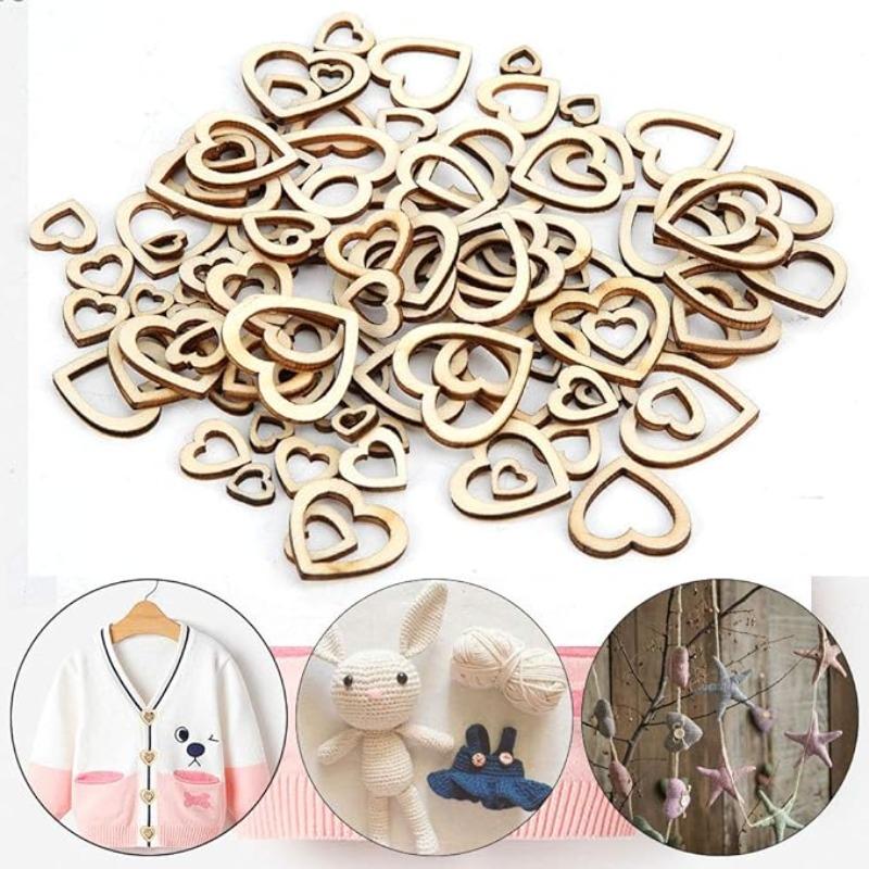100PCS 20MM Heart Slices Hollow Wooden Heart Love Rustic Decoration Wedding Table Confetti Slices Rustic Embellishments