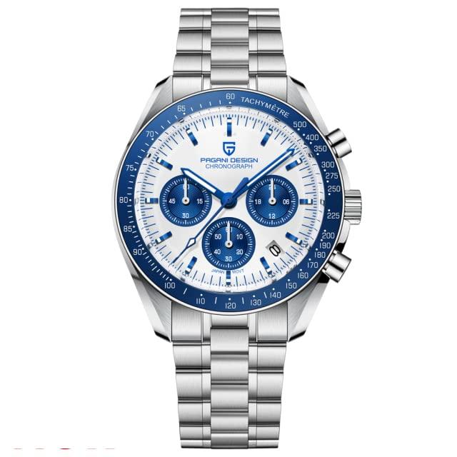 Pagani Design Men's Watch, Made In Japan, SEIKO Quartz Movement, Speedmaster Chronograph, with Case, Waterproof, BusinessWork Dress Watch, Stainless