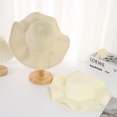 DIY Light Board Straw Hat Summer Outdoor Shading Wave Sun Hat Mother's Day Gift Handmade Floral Solid Color Hat Embryo