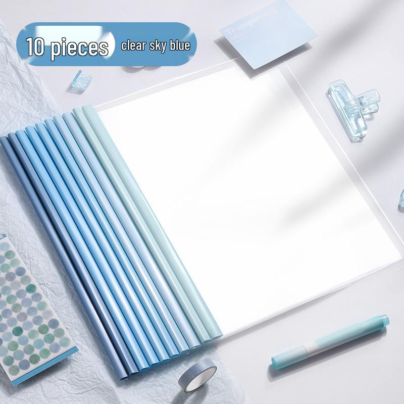 Gradient Water Drop A4 Transparent Pull-Rod Clip Folder - Thickened Document & Resume Organizer