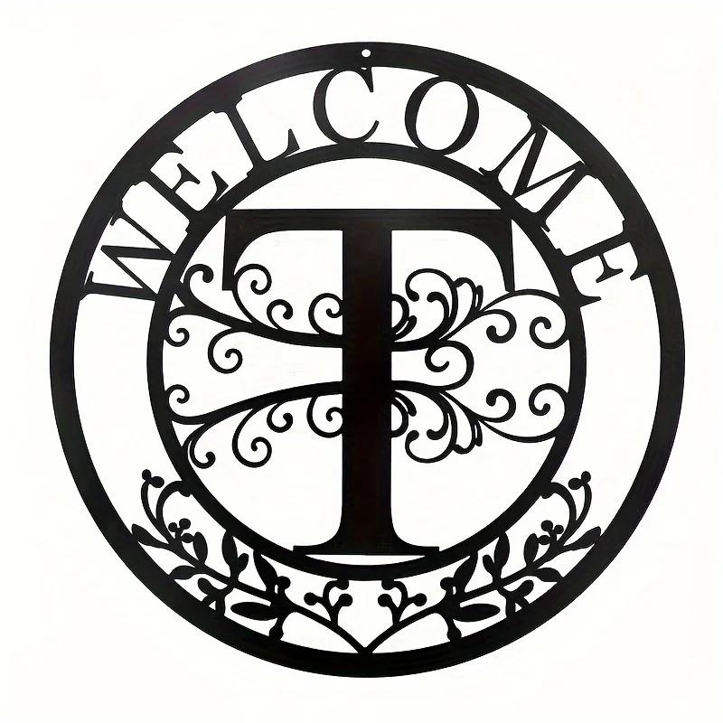 1pc Personalized Family Name Metal Sign (12in) - Letter Design Birthday Gift