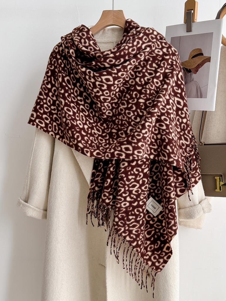  Luxury Women's Fashion Brand Leopard Print  Scarf - New Warm Autumn Winter Pashmina Shawl Bufanda Femme