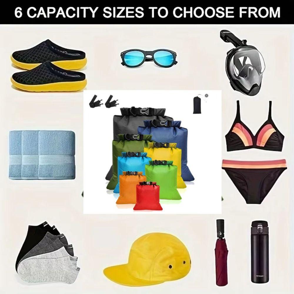 8pcs/set with Shoulder Straps Swimming Storage Bags Waterproof Beach Backpack Fishing Hiking