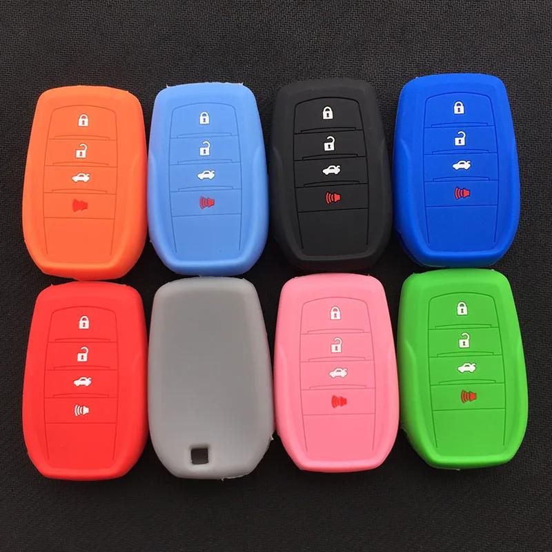 Custodia guscio in silicone per chiave auto Per Toyota Land Cruiser 4000 LC200 Camry Riez Rav4 Prado Innova chiave a 4 pulsanti Accessori