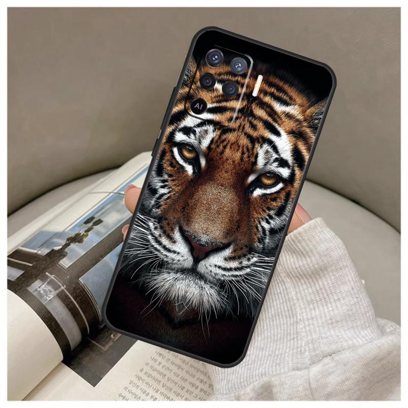 Tiger Face Case For Oppo A74 A94 A54 A18 A38 A58 A78 A98 A80 A60 A40 A96 A76 A16 A15 A17 A57 A77 A5 Pro