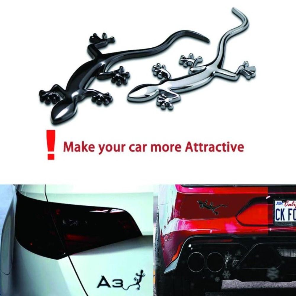 4pcs 10*3.8cm 3D Gecko Metal Car Emblem Car Body Block Scratch Sticker  Universal Vehicle