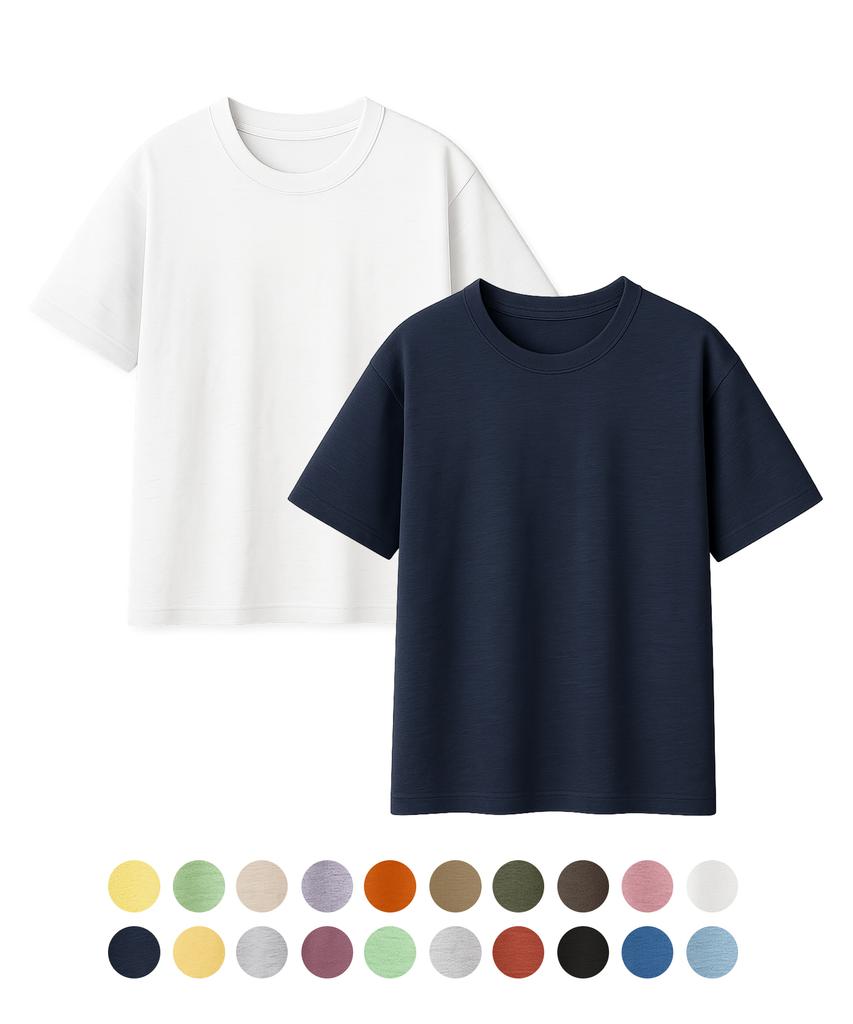 Jikeulib Essential Cotton Crew Neck Loose Fit T-Shirt 20 Colors (D Type)