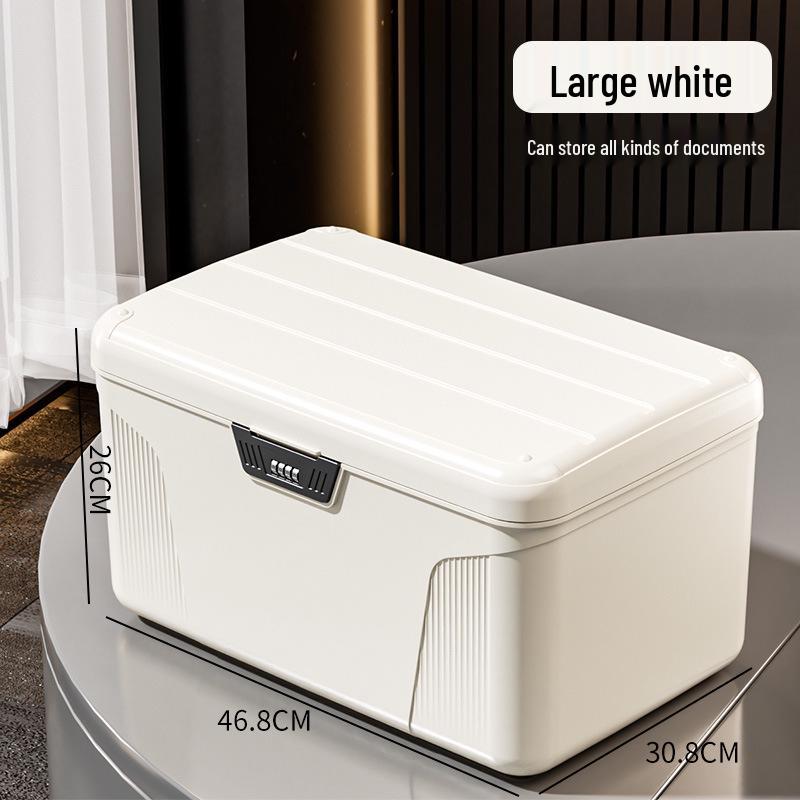 Large Capacity Dustproof Password Storage Box with Lid & Lock for Home & Bedroom