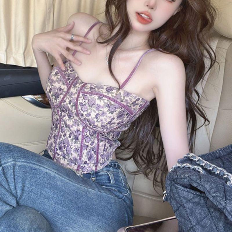 Camisole Vest With Chest Pad Waist Slimming Pure Desire Style Corset Tight Top Hot Girl Sexy Gentle Bandeau Niche