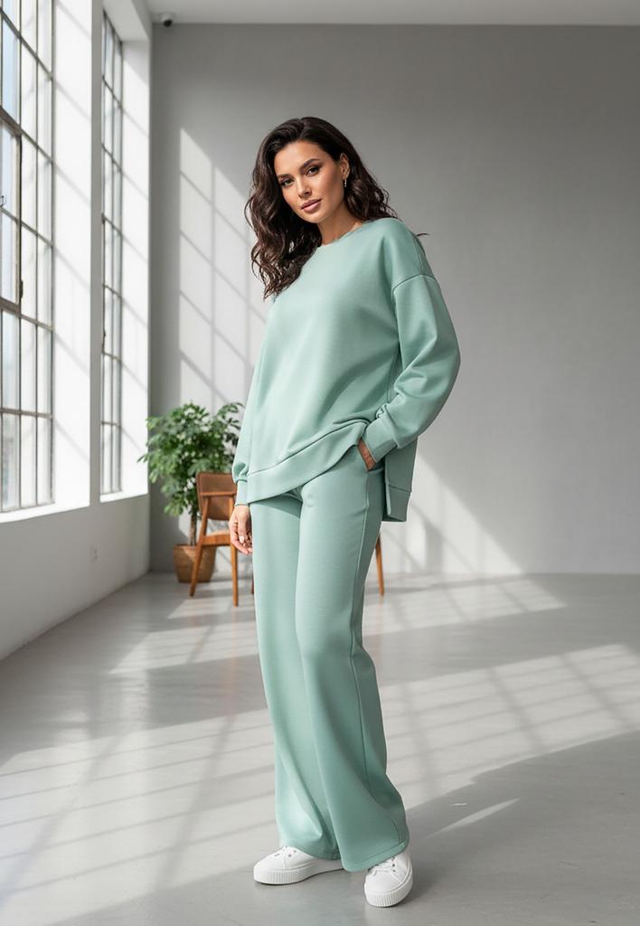 Elegant Women's Tracksuit - Set Hoodie and Trousers - Mint M1250 R. S