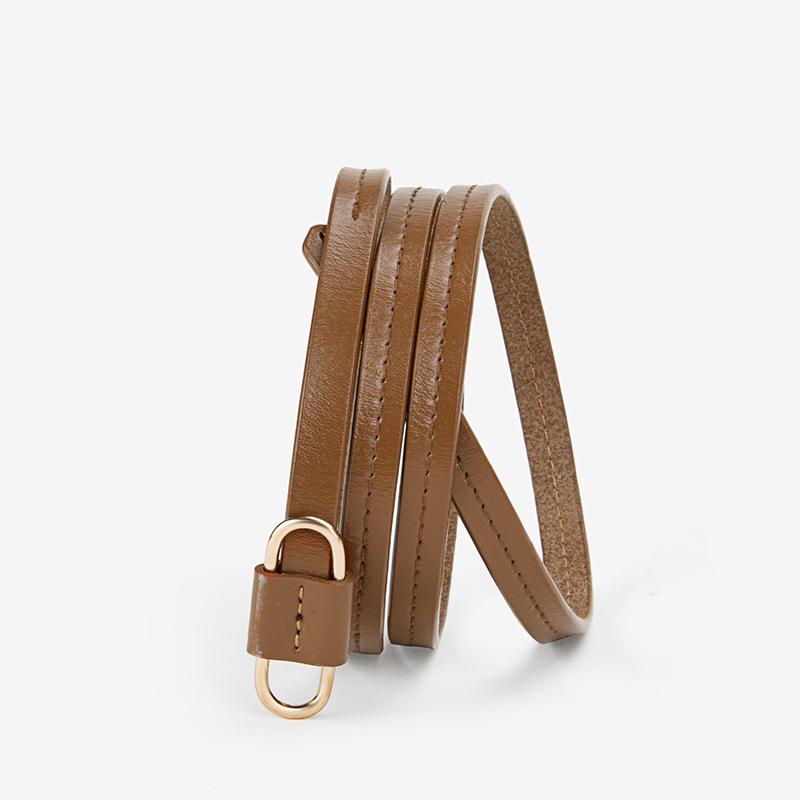 Women's Soft Leather Belt Cowhide Belt Genuine Leather Thin Belt Without Punching Leather