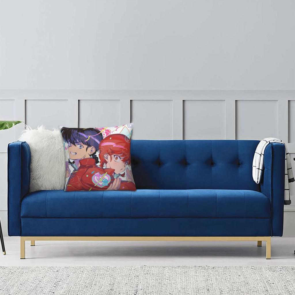 Japanese Anime Ranma Saotome Pillowcase Printing Polyester Cushion Cover Decorative Pillow Case Cover Home Zippered 45*45cm