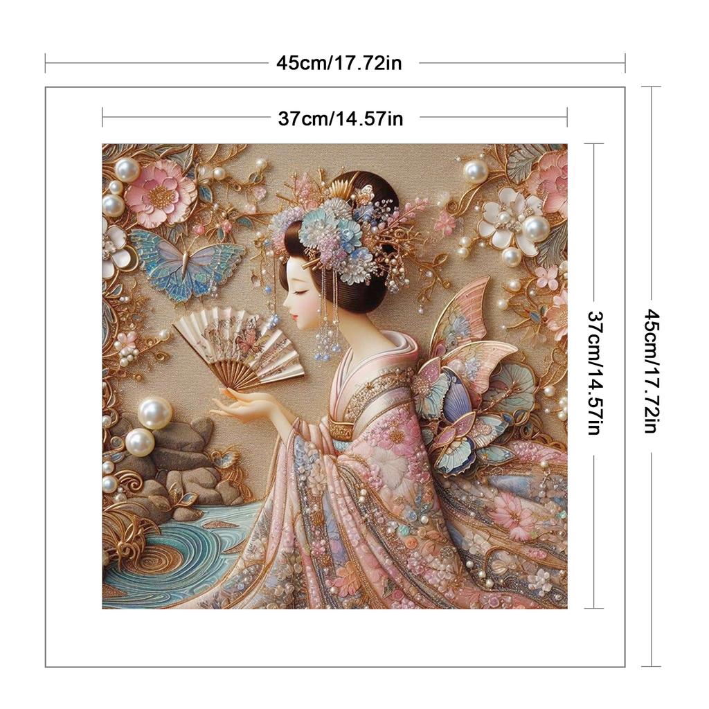 Girl Printed Cross Stitch Kit 45x45cm DIY 11CT Embroidery Craft Set Home Decor