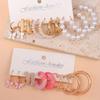 Fashion Imitation Zircon Bead C-shaped Earrings Bohemian Acrylic Pink Butterfly Pendant Hoop Earring Women's Summer Beach Zircon
