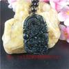Certified Chinese Natural Black Green Jade Dragon Pendant Beads Necklace Charm Jewelry Obsidian Carved Amulet Gifts for Men