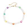 Simple Temperament Imitation Pearl Beaded Necklace Female, Colorful Small Flower Soft Pottery Smiley Face Collarbone Necklace