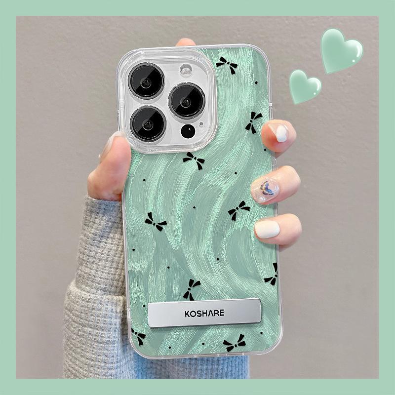 Applicable To Apple 15 Mobile Phone Case IPhone 14pro Full Screen Bow Bracket 13 High-end Soft Edge 12 Feather Yarn 8