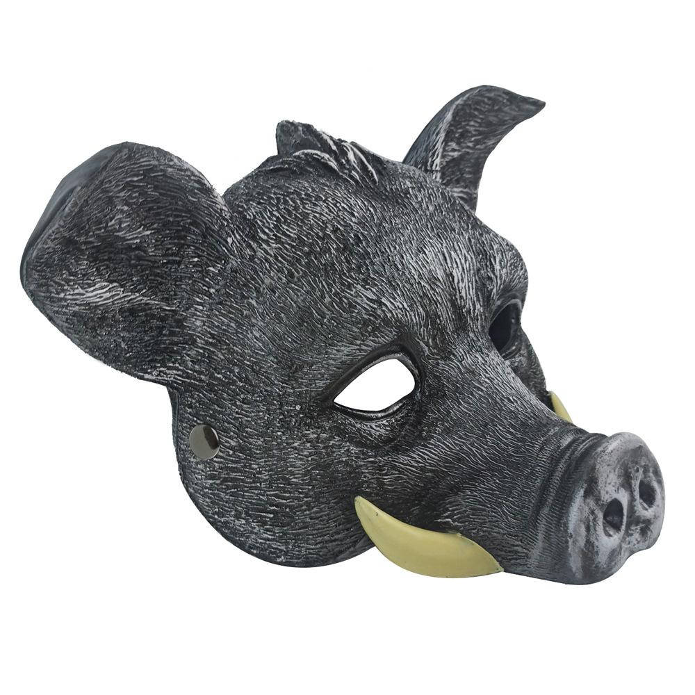 3D Realistic Wild Boar Face Mask PU Foam Pig Face Cover Dress Up Party Animal Cosplay Rave Mask Halloween Masquerade Party Props