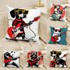 Funny Animal Guitar Playing Patterns 3 Linen Cushion Covers For Decorative Sofa Home Pillows Case Car Chair Pillows Cases