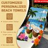 1Pc, Microfiber Beach Towel, Palm Tree Coconut Flower Butterfly Sailboat Suitable For Outdoor, Travel, Pool, Beach, Bath