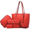 QUISSANO Ultra-Lightweight PU Leather Tote Bag Set of 4, Popular A4 Size, Stylish and Casual, with Attachable Shoulder Straps. Lightweight and