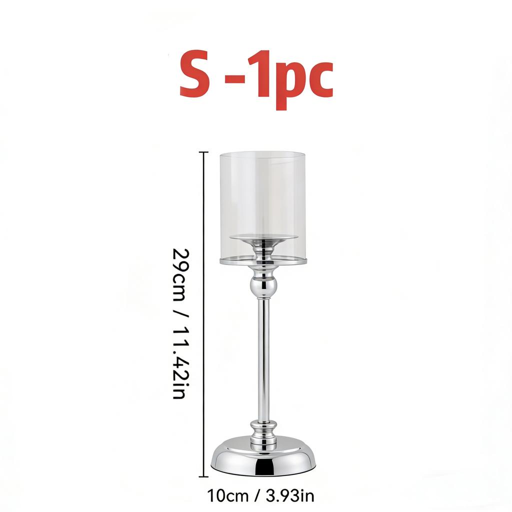 Glass Pillar Candle Holder Set Golden Silver Decorative Candlestick for Wedding Party Table Festival Decor 2026 New Fashion