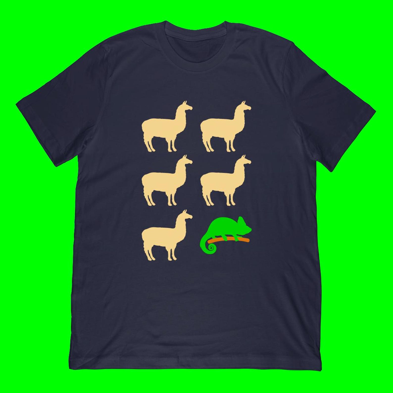 Llama Chameleon T-Shirt | Funny Silhouette Gag Gift 3XL