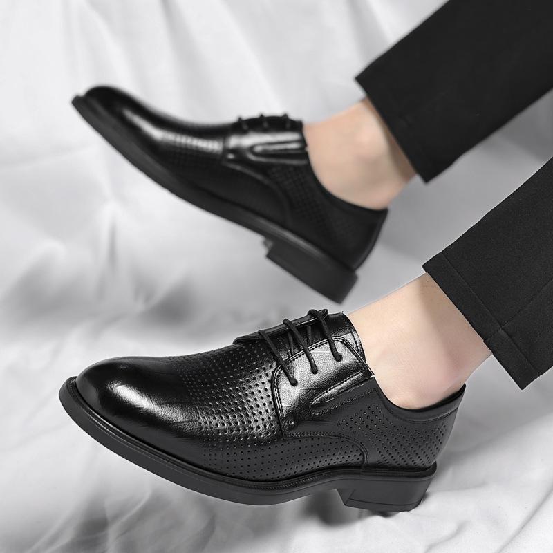 Wenzhou Leather Shoes Men's Hollow Men's Shoes Business Dress Inner Height Increase Leather Shoes Men's Casual Cool Leather Shoes Wedding Groom Shoes